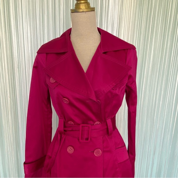 Bebe Barbie Pink Magenta Trench Coat Size XS - Picture 3 of 17